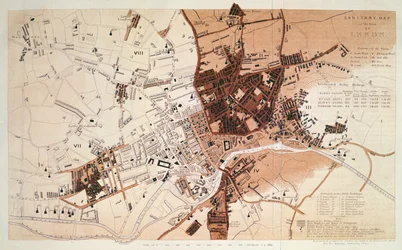 Sanitätskarte der Stadt Leeds, von Stephen Sly für das Amt Ihrer Majestät, 1842